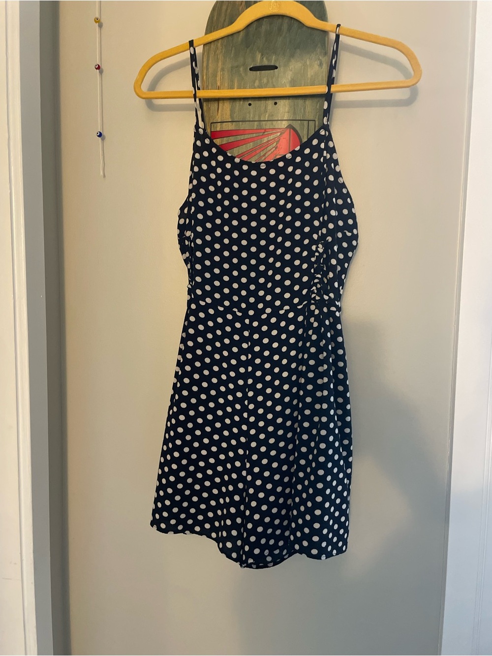 C Navy and White Polka Dot Romoer